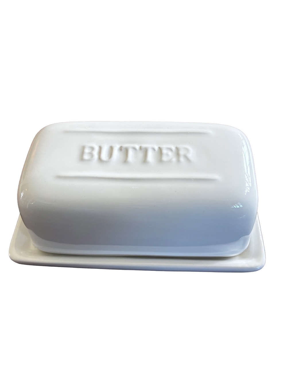 Vintage White Cliffs Ceramic Butter Dish Farmhouse Cottagecore Decor